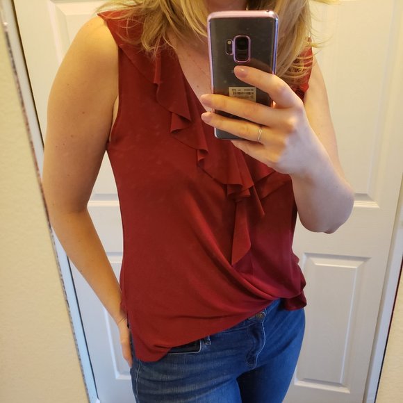 Sympli Sleeveless Ruffle Detail Blouse - Picture 1 of 8